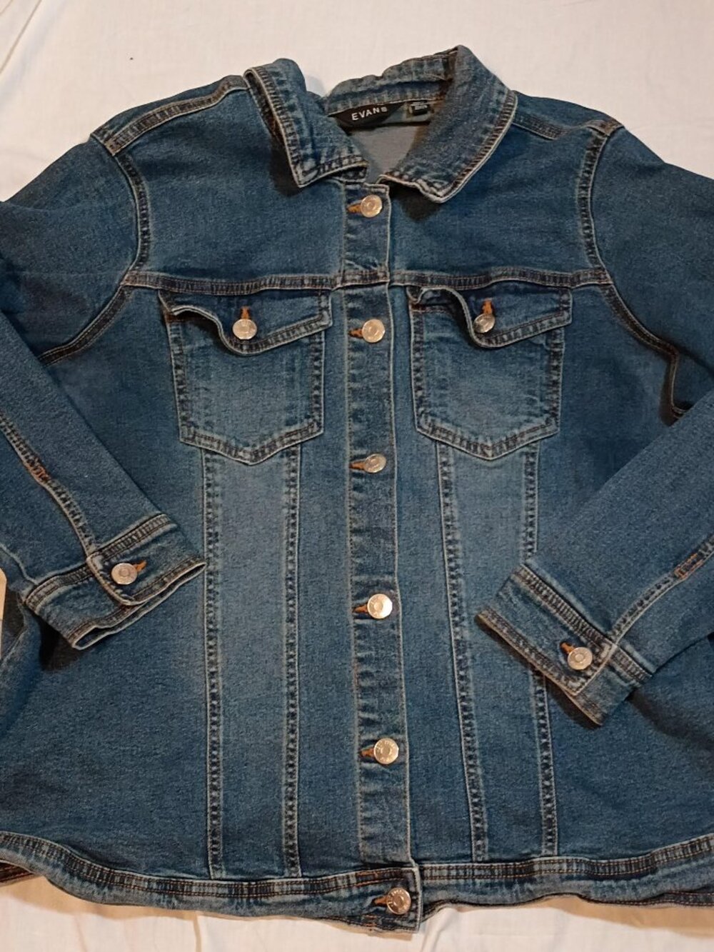 Evans Denim Jacket Women's 22/24 Medium Wash Blue Trucker Classic Plus Size Jean